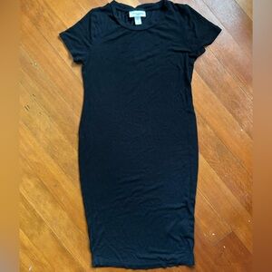 Motherhood Black Ribbed Maternity Dress